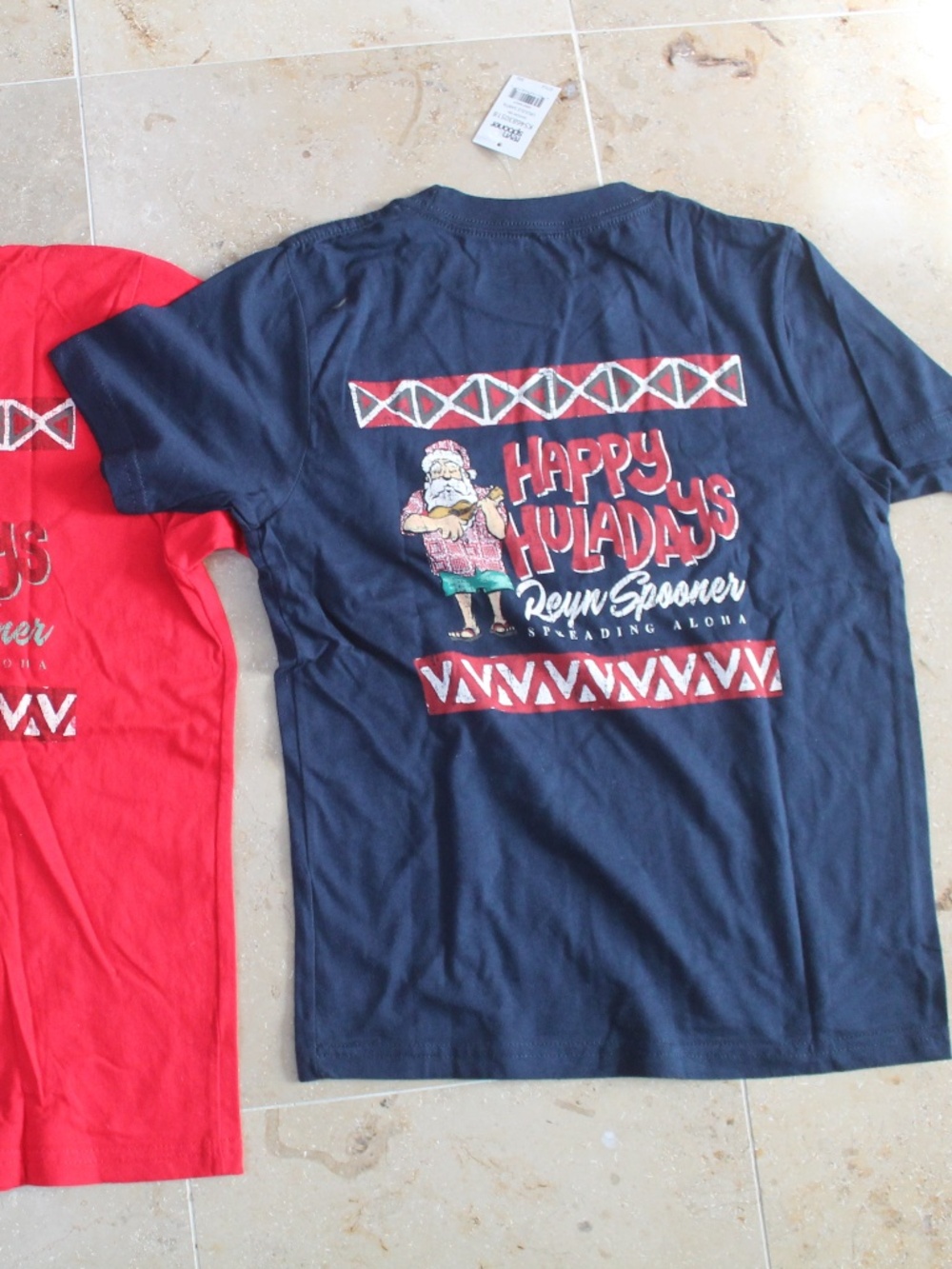 Lot of 4 REYN SPOONER Kid's Christmas T-Shirt YXS YS YM YL Red Blue Hula Santa